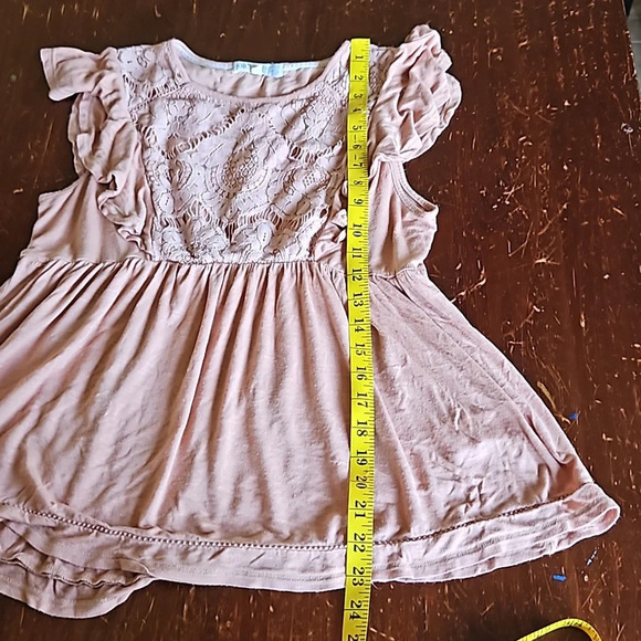 Jolt Peachy Boho Lace Ruffle Flutter Sleeve Top Large - Picture 9 of 9